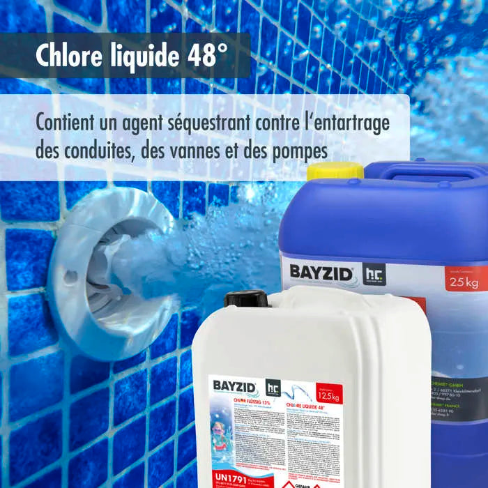 Cloro líquido Höfer Chemie 8 x 25 kg (200 kg) - Cloro líquido a 48° para piscinas con concentración para el mantenimiento de piscinas
