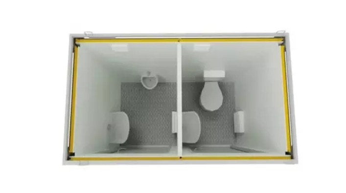 Bloque Sanitario Doble 2,4 × 1,5 m – WC + Urinario Separados, Aislado y Listo para Usar