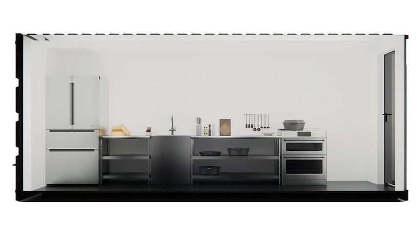 Contenedor gastronómico de 20 pies HC con cocina móvil aislada y persiana de 4 m