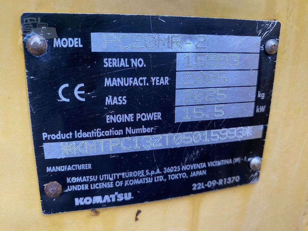 Komatsu PC20MR-2 (2005) – Mini Excavadora 2T – 2 280 h – Compacta y Fiable