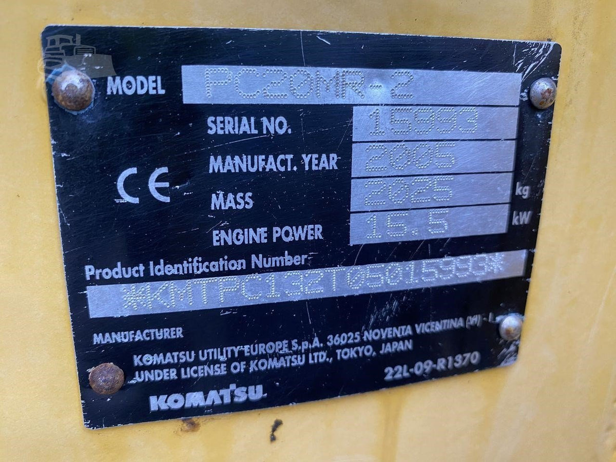 Komatsu PC20MR-2 (2005) – Mini Excavadora 2T – 2 280 h – Compacta y Fiable