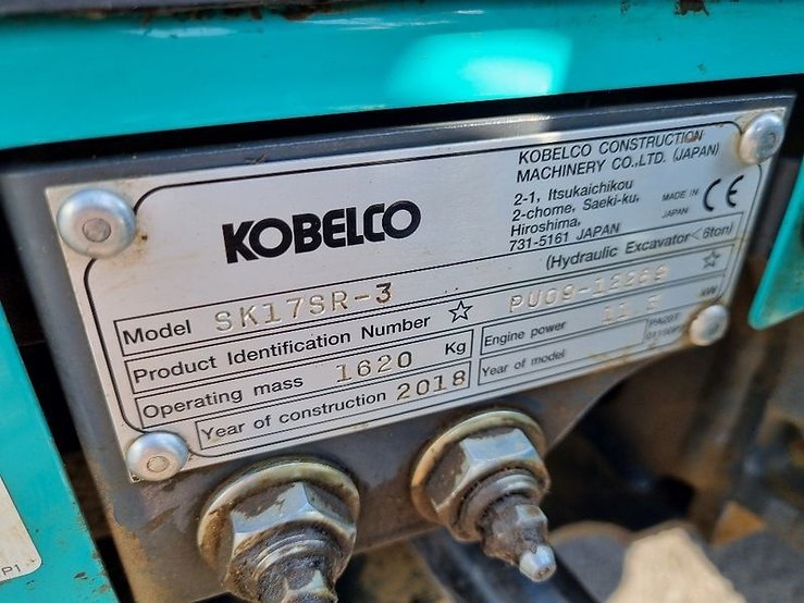 Kobelco SK17 SR-3 (2018) – Mini Excavadora 1,7T – 800 h – Compacta