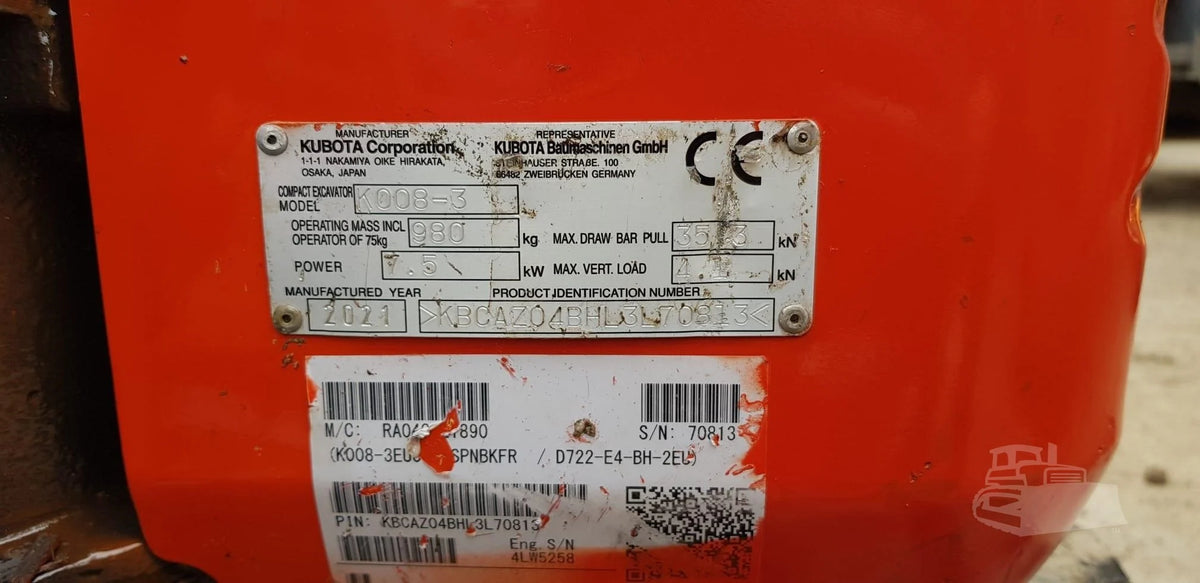 Kubota K008-3 de ocasión (2021) – Miniexcavadora ultracompacta 0,98T – 700 h – Excelente estado
