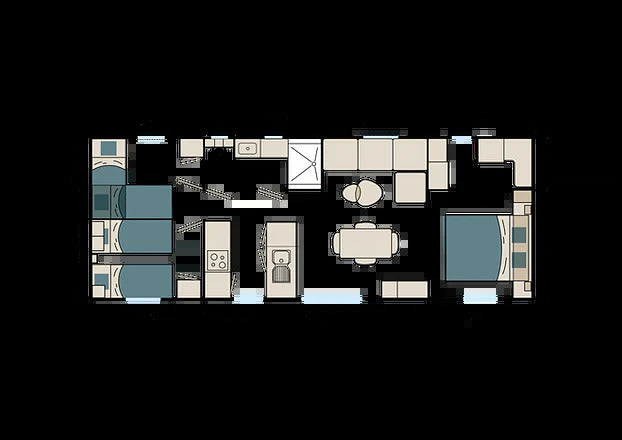 Casa móvil Louisiana Ponant de 40 m² con 3 dormitorios