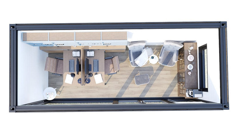 Oficina Contenedor Prefabricada 13,2 m² – Diseño Sostenible, Aislada y Llave en Mano