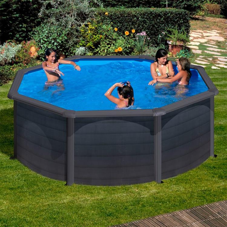 Piscina desmontable Gre Kea circular imitación grafito