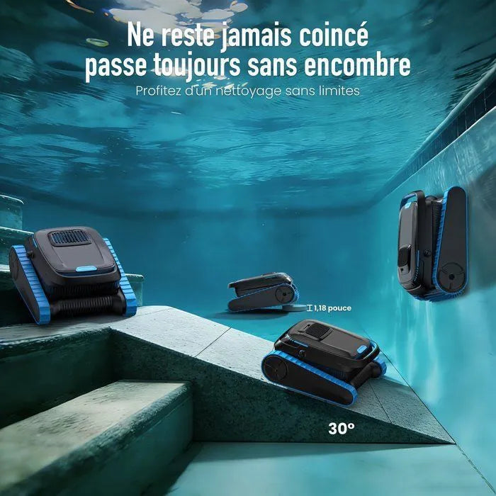 Robot limpiafondos AIRROBO CP40 para piscinas, limpieza de suelos y paredes, 120 min de autonom&iacute;a (170 m&sup2;), control por app, cesta grande de 4 L.