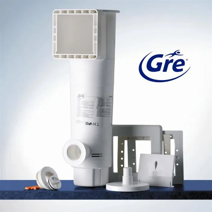 GRE - Kit de piscina redonda elevada de acero blanco - Ø300 x H122 (Incluye filtro de cartucho + escalera)