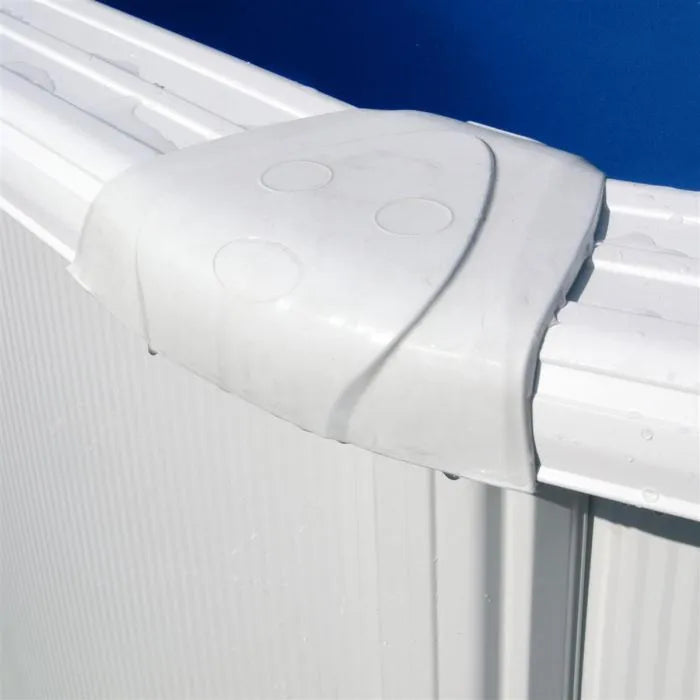 GRE - Kit de piscina redonda elevada de acero blanco - Ø300 x H122 (Incluye filtro de cartucho + escalera)