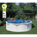 GRE - Kit de piscina redonda elevada de acero blanco de Ø480 x 132 cm (incluye filtro de arena y escalera)