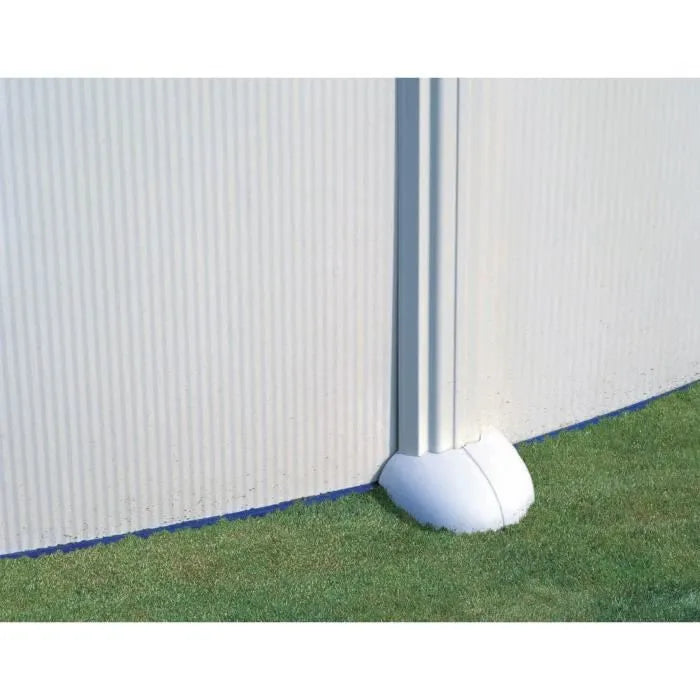 GRE - Kit de piscina redonda elevada de acero blanco de Ø480 x 132 cm (incluye filtro de arena y escalera)