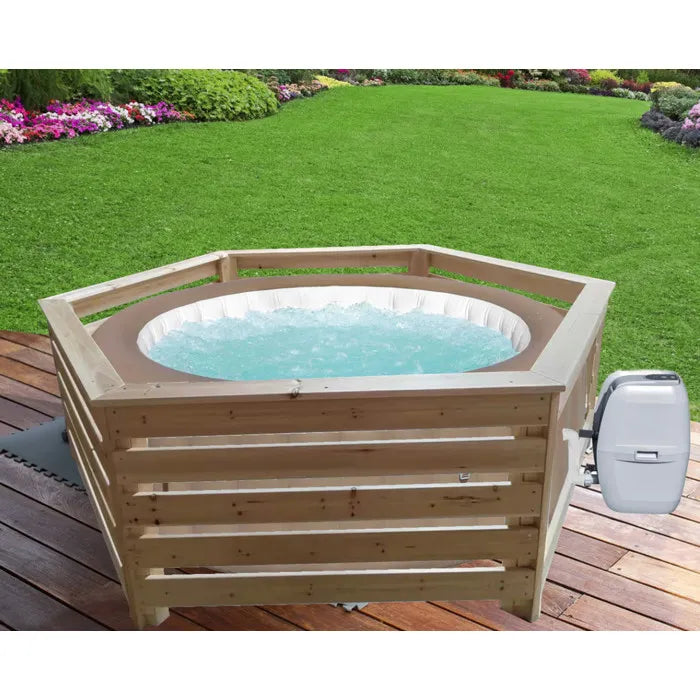 Revestimiento hexagonal de madera Habrita Foresta HAB 2722 BN para spas y piscinas hinchables 2,77x2,21x0,71m