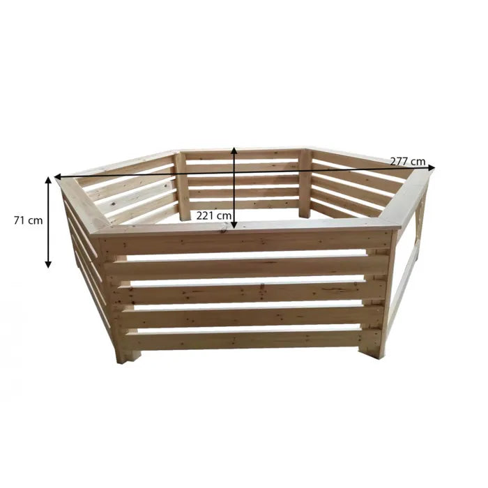 Revestimiento hexagonal de madera Habrita Foresta HAB 2722 BN para spas y piscinas hinchables 2,77x2,21x0,71m